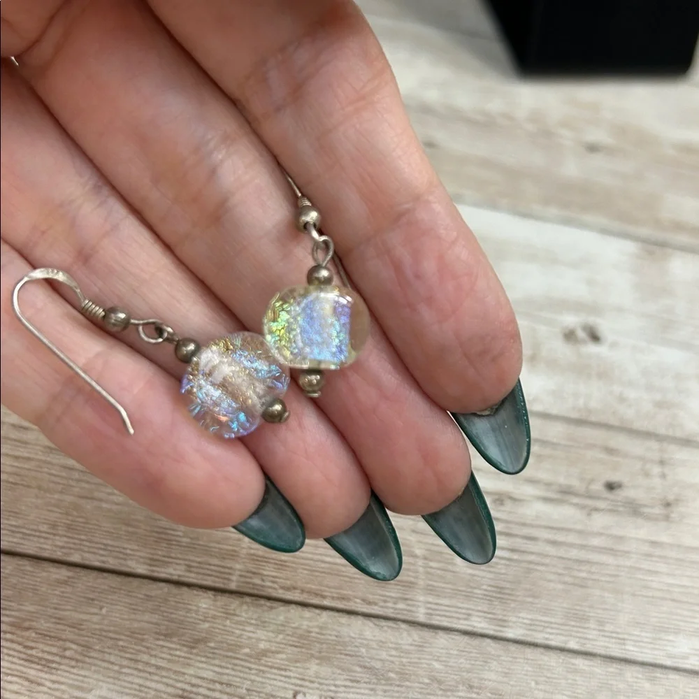 Gorgeous Iridescent Dichroic Glass and 925 Earrings